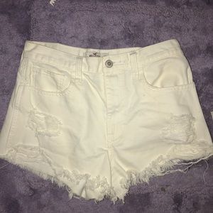 White ripped Hollister Shorts